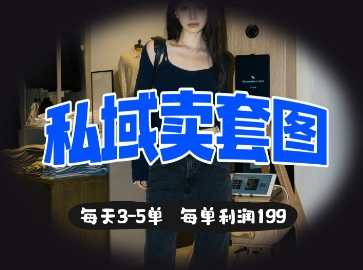 私域卖套图每天3-5单，每单利润99网赚项目-副业赚钱-互联网创业-资源整合-私域引流-黑科技软件-引流软件哲客网创