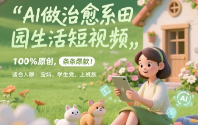 AI做治愈系田园生活短视频，100%原创，条条爆款，无脑矩阵， 适合小白网赚项目-副业赚钱-互联网创业-资源整合-私域引流-黑科技软件-引流软件哲客网创