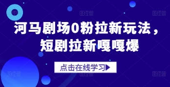 河马剧场0粉拉新玩法，短剧拉新嘎嘎爆网赚项目-副业赚钱-互联网创业-资源整合-私域引流-黑科技软件-引流软件哲客网创