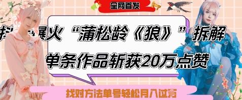 爆火“蒲松龄《狼》”实战拆解，仅6条作品涨粉24W，单条作品收获20W点赞，找对方法轻松起号月入过W网赚项目-副业赚钱-互联网创业-资源整合-私域引流-黑科技软件-引流软件哲客网创