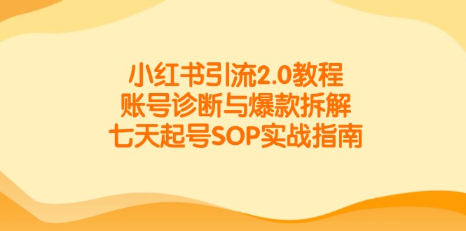 （14981期）小红书引流2.0教程，账号诊断与爆款拆解，七天起号SOP实战指南网赚项目-副业赚钱-互联网创业-资源整合-私域引流-黑科技软件-引流软件哲客网创