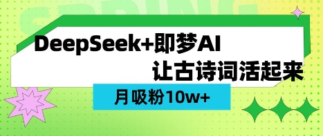 用DeepSeek做AI 古诗词视频，涨粉 10W+(保姆级教程)网赚项目-副业赚钱-互联网创业-资源整合-私域引流-黑科技软件-引流软件哲客网创