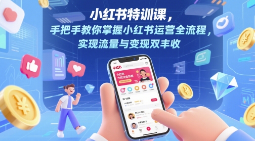 小红书特训课，手把手教你掌握小红书运营全流程，实现流量与变现双丰收网赚项目-副业赚钱-互联网创业-资源整合-私域引流-黑科技软件-引流软件哲客网创