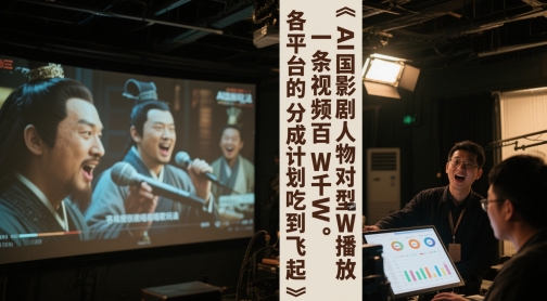 AI三国影视剧人物对口型唱歌玩法，一条视频百W千W播放，各平台的分成计划吃到飞起网赚项目-副业赚钱-互联网创业-资源整合-私域引流-黑科技软件-引流软件哲客网创