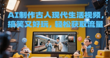 AI制作古人现代生活视频，搞笑又好玩，轻松获取流量网赚项目-副业赚钱-互联网创业-资源整合-私域引流-黑科技软件-引流软件哲客网创