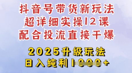 2025全新升级抖音带货玩法，一天纯利四位数，从剪辑到选品再到发布投流，超详细玩法揭秘网赚项目-副业赚钱-互联网创业-资源整合-私域引流-黑科技软件-引流软件哲客网创