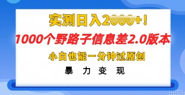 2025抖音1000个野路子信息差最新玩法，一分钟过原创，暴力变现月入几k网赚项目-副业赚钱-互联网创业-资源整合-私域引流-黑科技软件-引流软件哲客网创