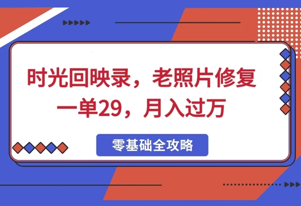 时光回映录，老照片修复一单29，月入过W网赚项目-副业赚钱-互联网创业-资源整合-私域引流-黑科技软件-引流软件哲客网创