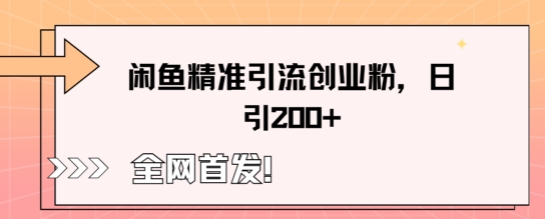 闲鱼精准引流创业粉，轻松日引200+网赚项目-副业赚钱-互联网创业-资源整合-私域引流-黑科技软件-引流软件哲客网创