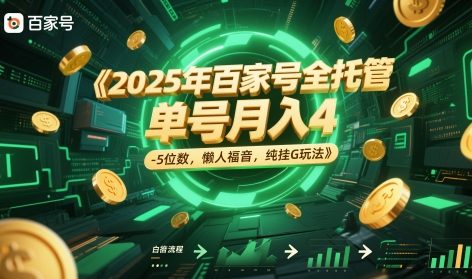 2025年百家号全托管，单号月入4-5位数，懒人福音，纯挂G玩法【揭秘】网赚项目-副业赚钱-互联网创业-资源整合-私域引流-黑科技软件-引流软件哲客网创