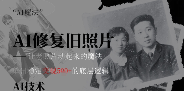 AI 魔法：让泛黄旧照变成朋友圈爆款视频，私域转化率提升50%，单日变现5张网赚项目-副业赚钱-互联网创业-资源整合-私域引流-黑科技软件-引流软件哲客网创