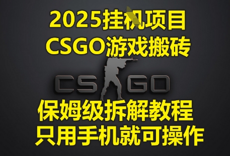 2025挂G项目，CSGO游戏搬砖，保姆级拆解教程，只用手机就可操作【揭秘】网赚项目-副业赚钱-互联网创业-资源整合-私域引流-黑科技软件-引流软件哲客网创