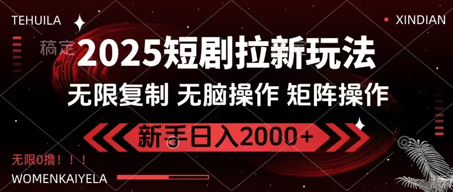 （14429期）2025短剧拉新玩法，无需注册登录，无限0撸，无脑批量操作日入2000+网赚项目-副业赚钱-互联网创业-资源整合-私域引流-黑科技软件-引流软件哲客网创