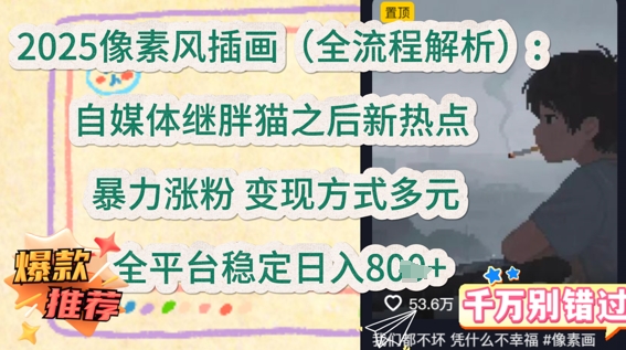 2025像素风插画(全流程解析)：自媒体继胖猫之后新热点，暴力涨粉，变现方式多元，全平台稳定日入多张网赚项目-副业赚钱-互联网创业-资源整合-私域引流-黑科技软件-引流软件哲客网创