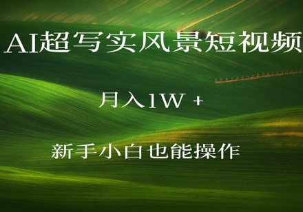 AI超写实风景短视频，月入1w，新手小白都能操作网赚项目-副业赚钱-互联网创业-资源整合-私域引流-黑科技软件-引流软件哲客网创