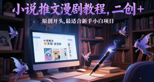 小说推文漫剧教程，二创+原创开头，最适合新手小白项目网赚项目-副业赚钱-互联网创业-资源整合-私域引流-黑科技软件-引流软件哲客网创
