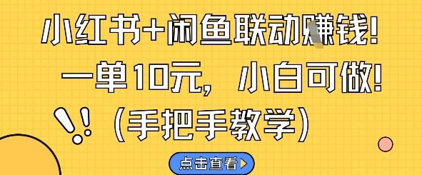 小红书+闲鱼联动挣钱，一单10元，小白可做网赚项目-副业赚钱-互联网创业-资源整合-私域引流-黑科技软件-引流软件哲客网创