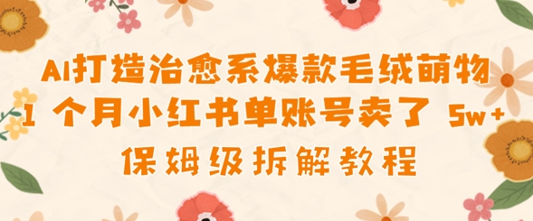 AI打造治愈系爆款毛绒萌物1个月卖了几w，保姆级项目拆解网赚项目-副业赚钱-互联网创业-资源整合-私域引流-黑科技软件-引流软件哲客网创