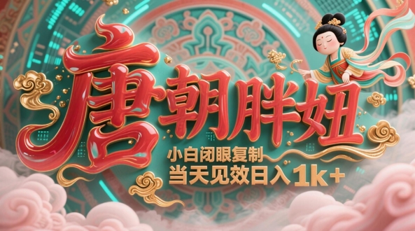 用AI克隆“唐朝胖妞”日更3条，平台疯狂推流，小白闭眼复制，当天见效，日入1k+网赚项目-副业赚钱-互联网创业-资源整合-私域引流-黑科技软件-引流软件哲客网创