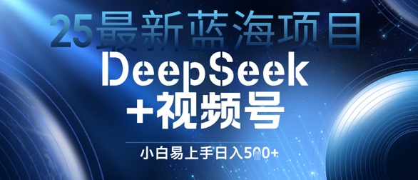 25最新蓝海项目DeepSeek+视频号，小白易上手日入几张网赚项目-副业赚钱-互联网创业-资源整合-私域引流-黑科技软件-引流软件哲客网创