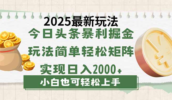 （14120期）今日头条2025最新玩法，思路简单，复制粘贴，轻松实现矩阵日入2000+网赚项目-副业赚钱-互联网创业-资源整合-私域引流-黑科技软件-引流软件哲客网创