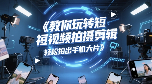 教你玩转短视频拍摄剪辑，轻松拍出手机大片网赚项目-副业赚钱-互联网创业-资源整合-私域引流-黑科技软件-引流软件哲客网创