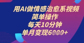 用AI做情感治愈系视频，简单操作，每天10分钟，单月变现6k+网赚项目-副业赚钱-互联网创业-资源整合-私域引流-黑科技软件-引流软件哲客网创