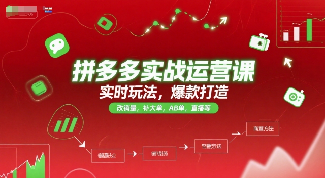拼多多实战运营课，实时玩法，爆款打造，改销量，补大单，AB单，直播等（更新2025月）网赚项目-副业赚钱-互联网创业-资源整合-私域引流-黑科技软件-引流软件哲客网创