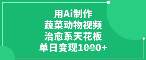用Ai制作蔬菜动物视频，治愈系天花板，单日变现1k网赚项目-副业赚钱-互联网创业-资源整合-私域引流-黑科技软件-引流软件哲客网创
