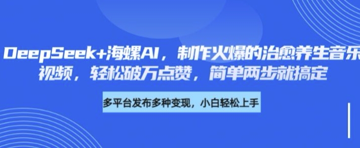 DeepSeek+海螺AI，制作火爆的治愈养生音乐视频，轻松破万点赞，简单两步就搞定网赚项目-副业赚钱-互联网创业-资源整合-私域引流-黑科技软件-引流软件哲客网创