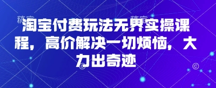 淘宝付费玩法无界实操课程，高价解决一切烦恼，大力出奇迹网赚项目-副业赚钱-互联网创业-资源整合-私域引流-黑科技软件-引流软件哲客网创