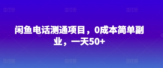 闲鱼电话测通项目，0成本简单副业，一天50+网赚项目-副业赚钱-互联网创业-资源整合-私域引流-黑科技软件-引流软件哲客网创
