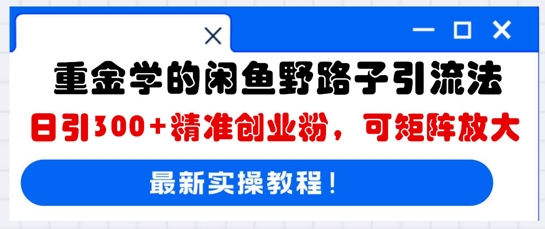 重金学的闲鱼野路子引流法，日引300+精准创业粉，可矩阵放大网赚项目-副业赚钱-互联网创业-资源整合-私域引流-黑科技软件-引流软件哲客网创