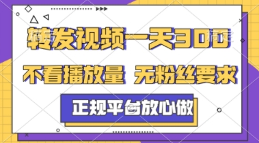 转发视频一天3张+，正规平台放心做，不看播放量，不看粉丝量，一个任务几分钟完成【揭秘】网赚项目-副业赚钱-互联网创业-资源整合-私域引流-黑科技软件-引流软件哲客网创