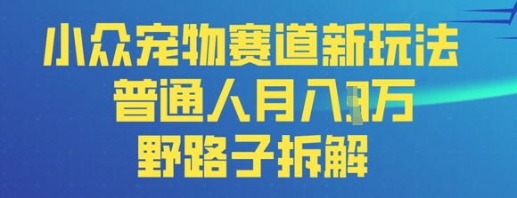 小众宠物赛道新玩法，普通人月入过1W的野路子拆解网赚项目-副业赚钱-互联网创业-资源整合-私域引流-黑科技软件-引流软件哲客网创