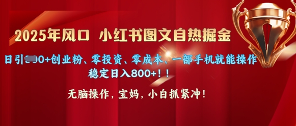 25年风口小红书图文掘金，日引300+创业粉、零投资、零成本、一部手机就能操作网赚项目-副业赚钱-互联网创业-资源整合-私域引流-黑科技软件-引流软件哲客网创