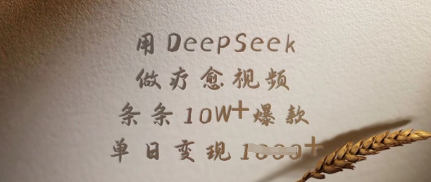 用DeepSeek做疗愈视频，条条10W+爆款，单日变现多张网赚项目-副业赚钱-互联网创业-资源整合-私域引流-黑科技软件-引流软件哲客网创