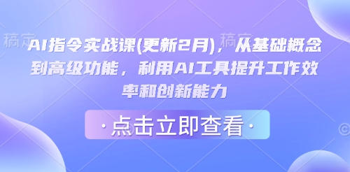 AI指令实战课(更新2月)，从基础概念到高级功能，利用AI工具提升工作效率和创新能力网赚项目-副业赚钱-互联网创业-资源整合-私域引流-黑科技软件-引流软件哲客网创