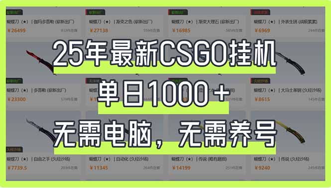 （14178期）25年最新CSGO挂机系统，单日1000+，无需电脑，无需养号，0基础可上手网赚项目-副业赚钱-互联网创业-资源整合-私域引流-黑科技软件-引流软件哲客网创
