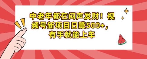 中老年都在闷声发财，视频号新项目日入多张，有手就能上车网赚项目-副业赚钱-互联网创业-资源整合-私域引流-黑科技软件-引流软件哲客网创