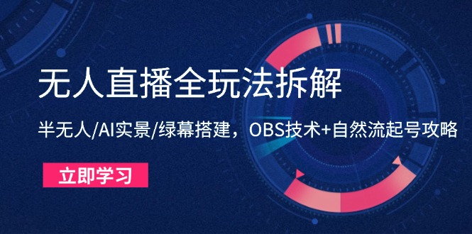 （14684期）无人直播全玩法拆解：半无人/AI实景/绿幕搭建，OBS技术+自然流起号攻略网赚项目-副业赚钱-互联网创业-资源整合-私域引流-黑科技软件-引流软件哲客网创
