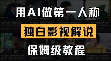 用AI做第一人称独白影视解说，手把手教学，保姆级教程网赚项目-副业赚钱-互联网创业-资源整合-私域引流-黑科技软件-引流软件哲客网创