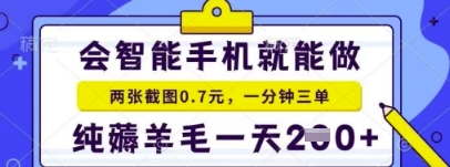 简单截图就能有收益，最适合小白做的副业，日入2张+轻轻松松网赚项目-副业赚钱-互联网创业-资源整合-私域引流-黑科技软件-引流软件哲客网创