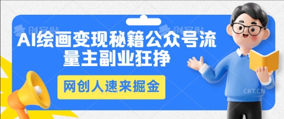 AI绘画变现秘籍：公众号流量主副业狂挣，网创人速来掘金网赚项目-副业赚钱-互联网创业-资源整合-私域引流-黑科技软件-引流软件哲客网创