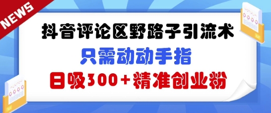 抖音评论区野路子引流术，只需动动手指，日吸300+精准创业粉网赚项目-副业赚钱-互联网创业-资源整合-私域引流-黑科技软件-引流软件哲客网创