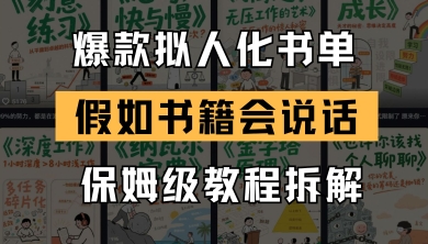 最新爆款拟人化书单玩法，假如书籍会说话，保姆级教程网赚项目-副业赚钱-互联网创业-资源整合-私域引流-黑科技软件-引流软件哲客网创