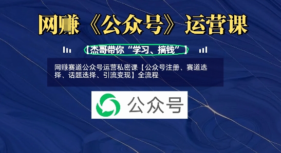 网创赛道公众号运营私密课【公众号注册、赛道选择、话题选择、引流变现】全流程网赚项目-副业赚钱-互联网创业-资源整合-私域引流-黑科技软件-引流软件哲客网创