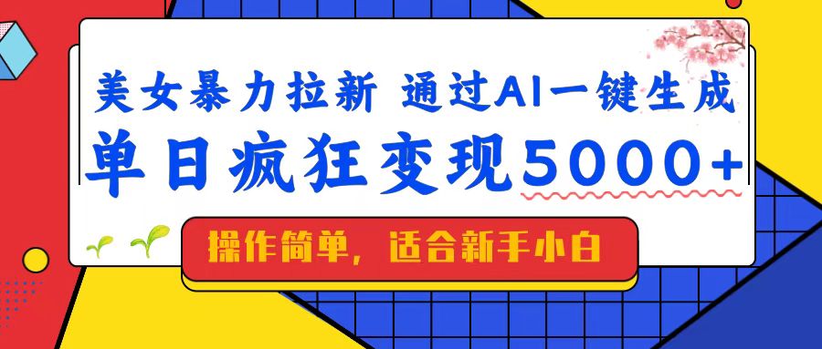 （14347期）美女暴力拉新，通过AI一键生成，单日疯狂变现5000+，纯小白一学就会！网赚项目-副业赚钱-互联网创业-资源整合-私域引流-黑科技软件-引流软件哲客网创