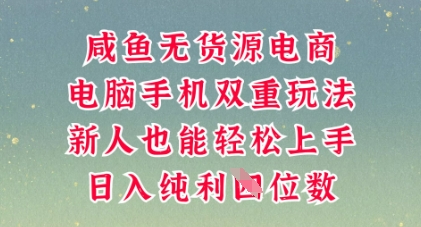 咸鱼无货源电商，多种运营方式，带你从零到一拿结果，可做代运营，也可软件一键发布【揭秘】网赚项目-副业赚钱-互联网创业-资源整合-私域引流-黑科技软件-引流软件哲客网创