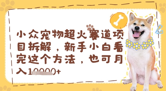 小众宠物超火赛道项目拆解，新手小白看完这个方法，也可月入过w网赚项目-副业赚钱-互联网创业-资源整合-私域引流-黑科技软件-引流软件哲客网创